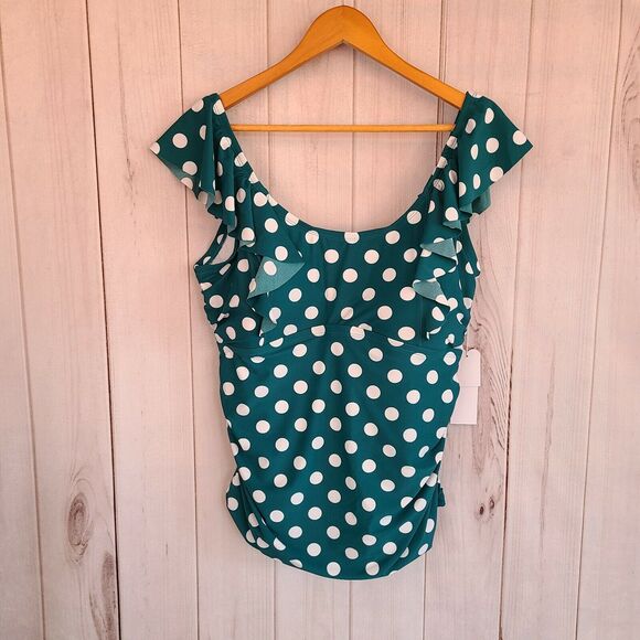 Lysa Swim Polka Dot Ruffled 2 Piece Swimsuit Size Women's‎ Plus 16W NWT - Picture 5 of 12